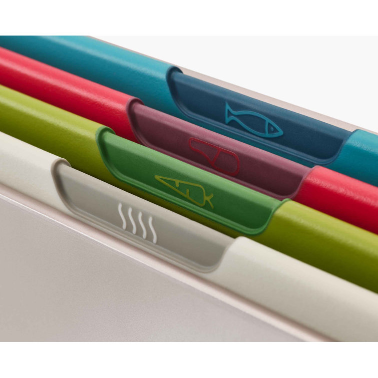 Multi-Color Plastic 4-Piece Rectangular Cutting Board Set with Storage Case