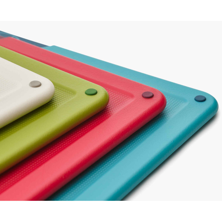 Multi-Color Plastic 4-Piece Rectangular Cutting Board Set with Storage Case