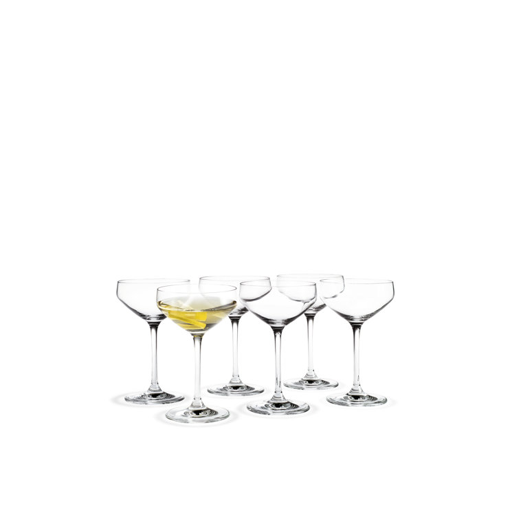 Elegant Clear Glass Martini Cocktail Set, 6 Pieces