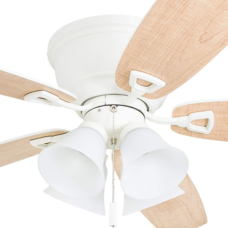 52" White Flush Mount LED Ceiling Fan with Light