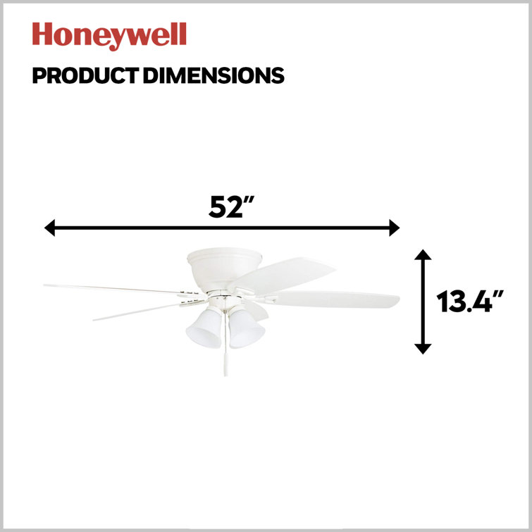 52" White Flush Mount LED Ceiling Fan with Light