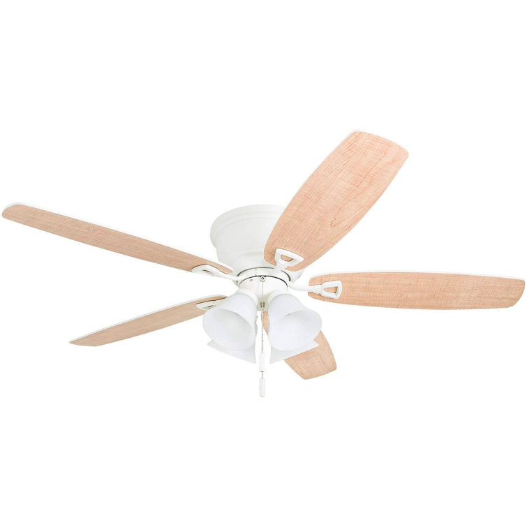 52" White Flush Mount LED Ceiling Fan with Light