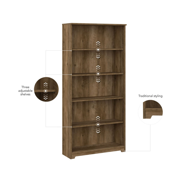 Cabot Reclaimed Pine 66" Tall Adjustable 5-Shelf Bookcase