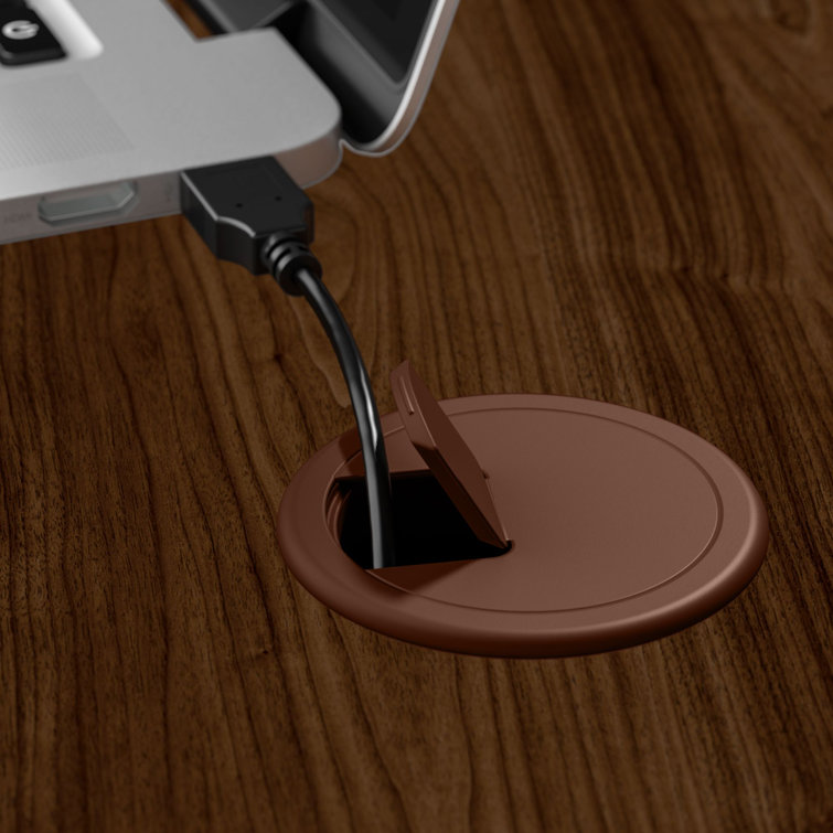 Modern Walnut L-Shaped Desk with Hutch and USB Hub