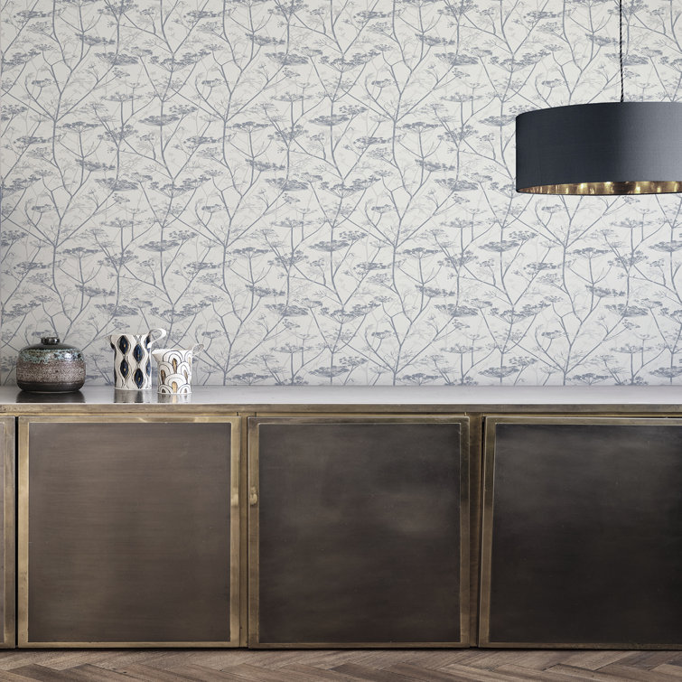 Sage and Gold Wild Chervil Floral Wallpaper Roll