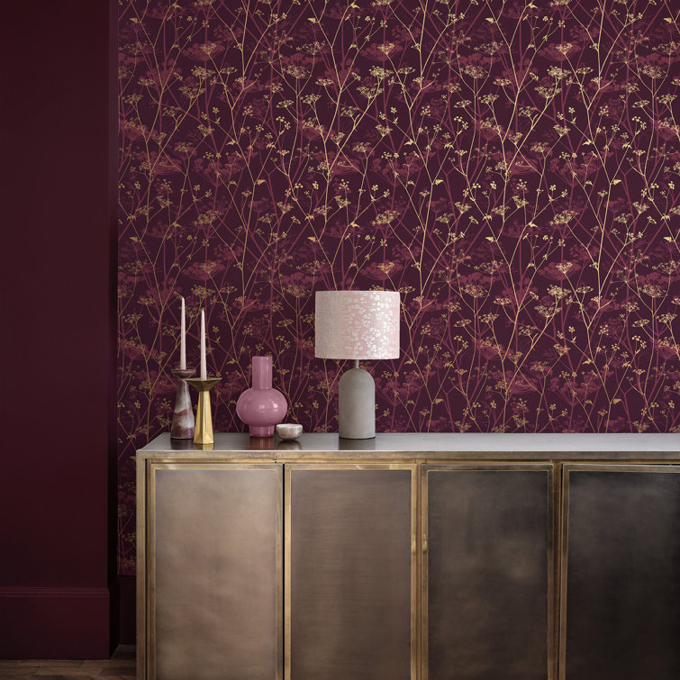 Sage and Gold Wild Chervil Floral Wallpaper Roll
