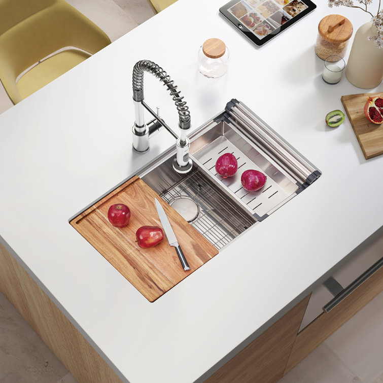 32'' Stainless Steel Undermount Single Bowl Kitchen Sink with Accessories