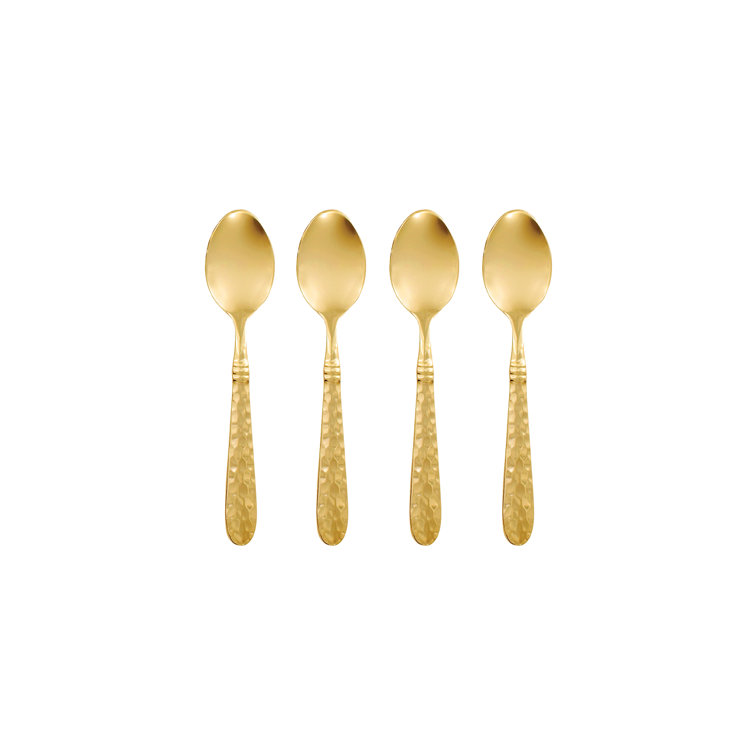 Gold Hammered Stainless Steel Demitasse Spoons Set of 4