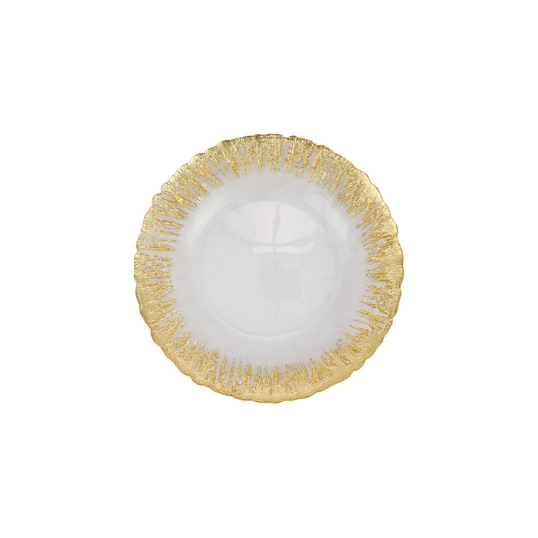 Rufolo Glass 6" Gold Brushstroke Handcrafted Canape Plate