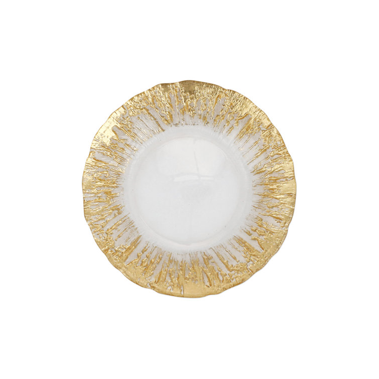 Handcrafted Gold-Plated Glass Salad Dessert Plate