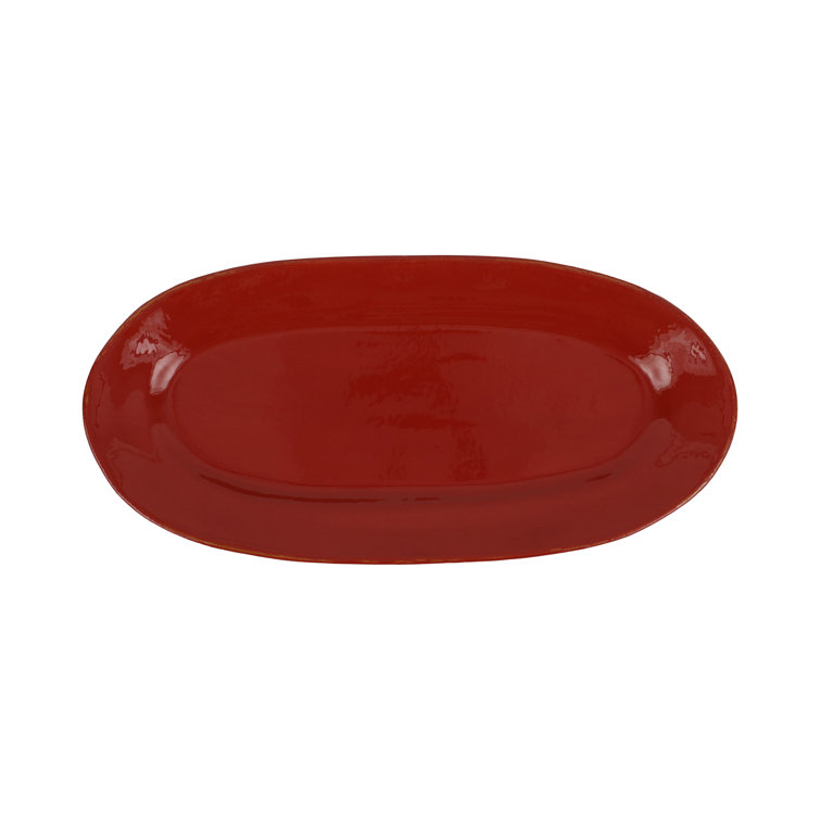 Paprika Red Ceramic Oval Serving Platter, 16-inch