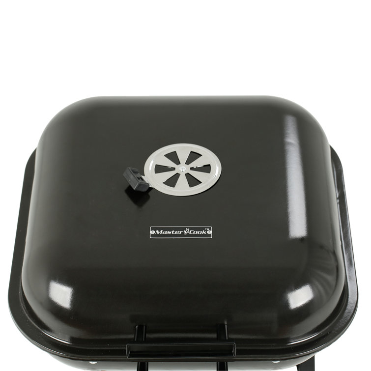 Portable 18-Inch Black Porcelain Charcoal Grill with Chrome-Plated Steel Grate