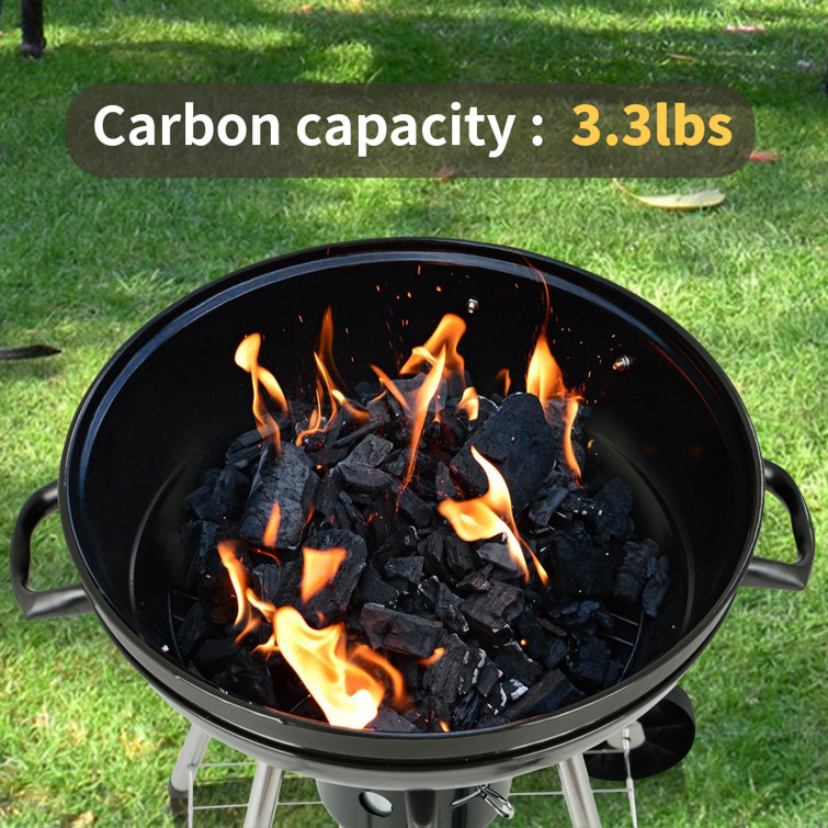 22-Inch Black Porcelain Kettle Charcoal Grill with Wheels