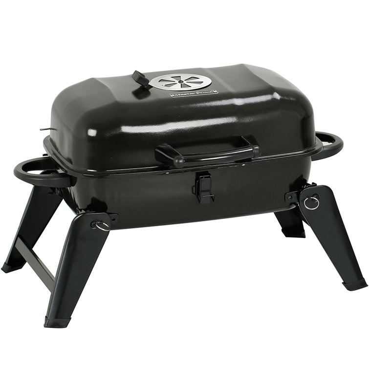Compact Black Porcelain Portable Charcoal Grill