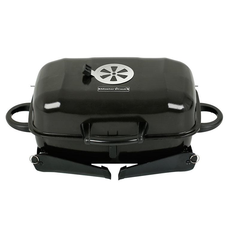 Compact Black Porcelain Portable Charcoal Grill