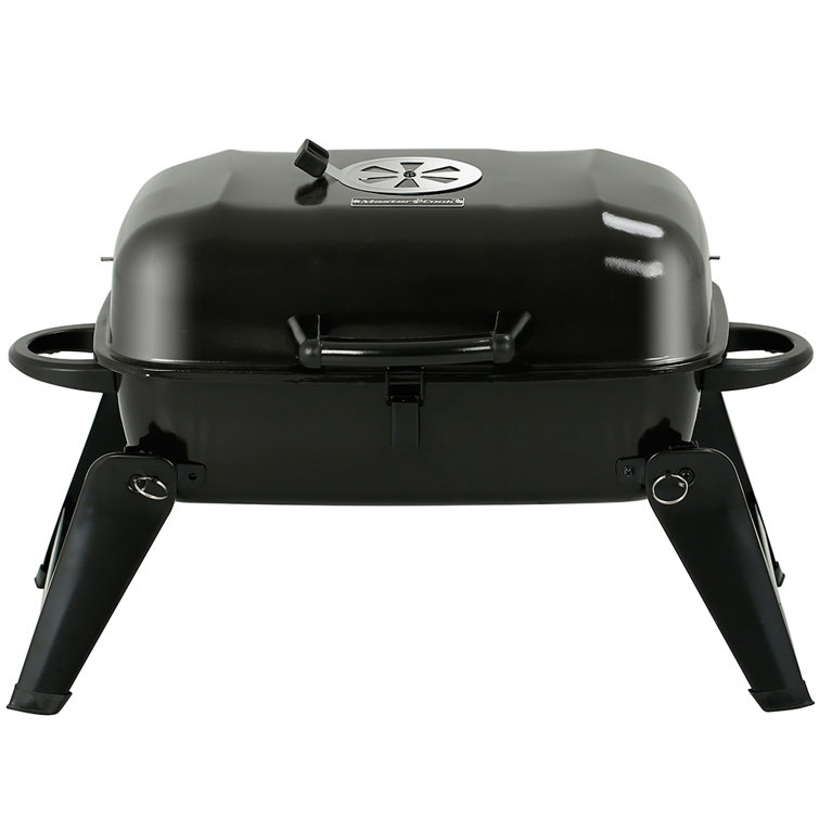 Compact Black Porcelain Portable Charcoal Grill