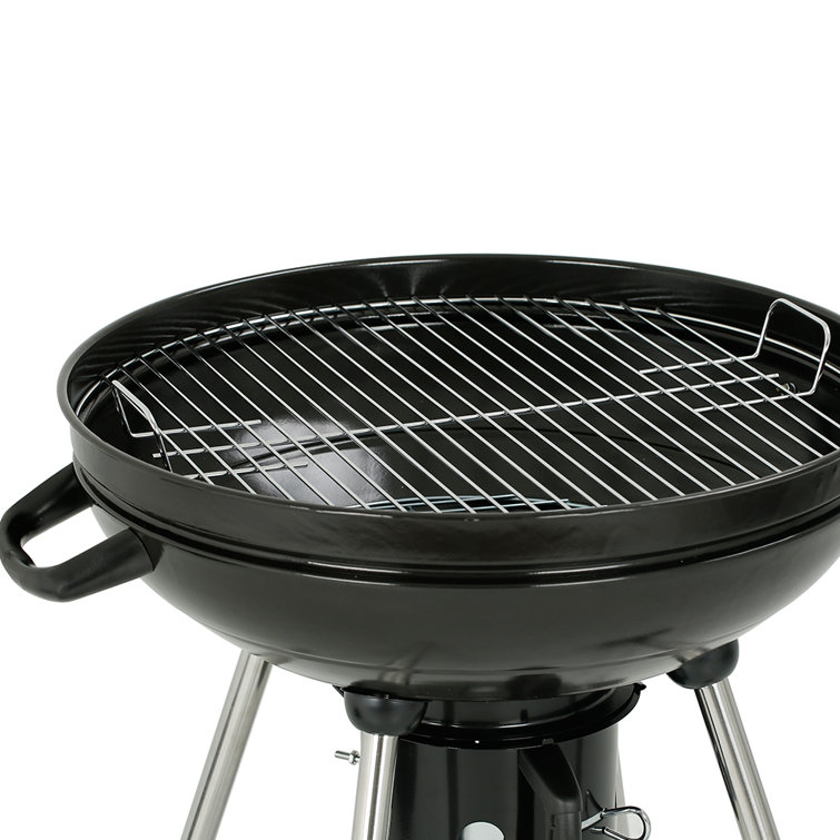 22-Inch Black Porcelain Kettle Charcoal Grill with Wheels
