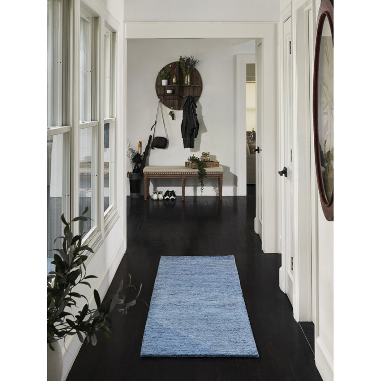 Hand-Tufted Denim Blue Rectangular Wool Area Rug 3'6" X 5'6"