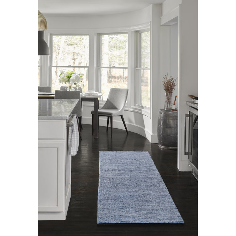 Hand-Tufted Denim Blue Rectangular Wool Area Rug 3'6" X 5'6"