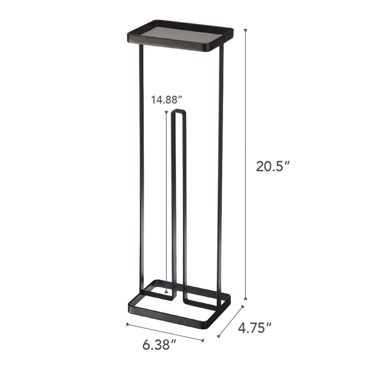 Black Metal Toilet Paper Stand with Tray, 20.47" Height