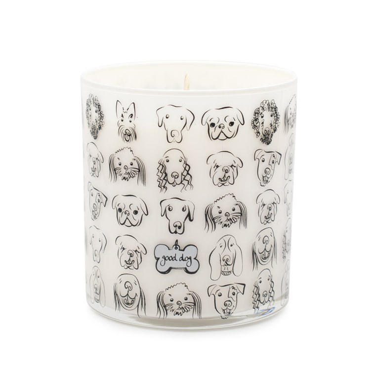 Handmade Grass Scented Soy Jar Candle with Dog Design