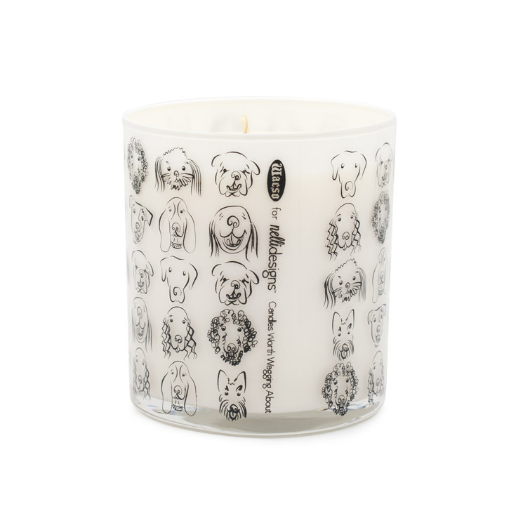 Handmade Grass Scented Soy Jar Candle with Dog Design