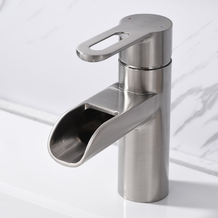 Brushed Nickel Modern Single Handle Waterfall Bathroom Faucet