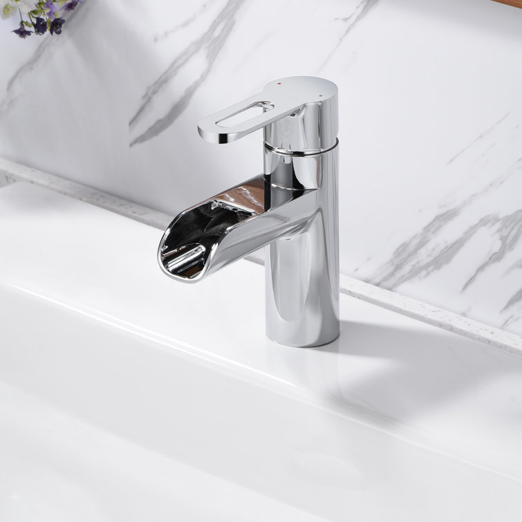 Polished Chrome Single Handle Waterfall Bathroom Faucet
