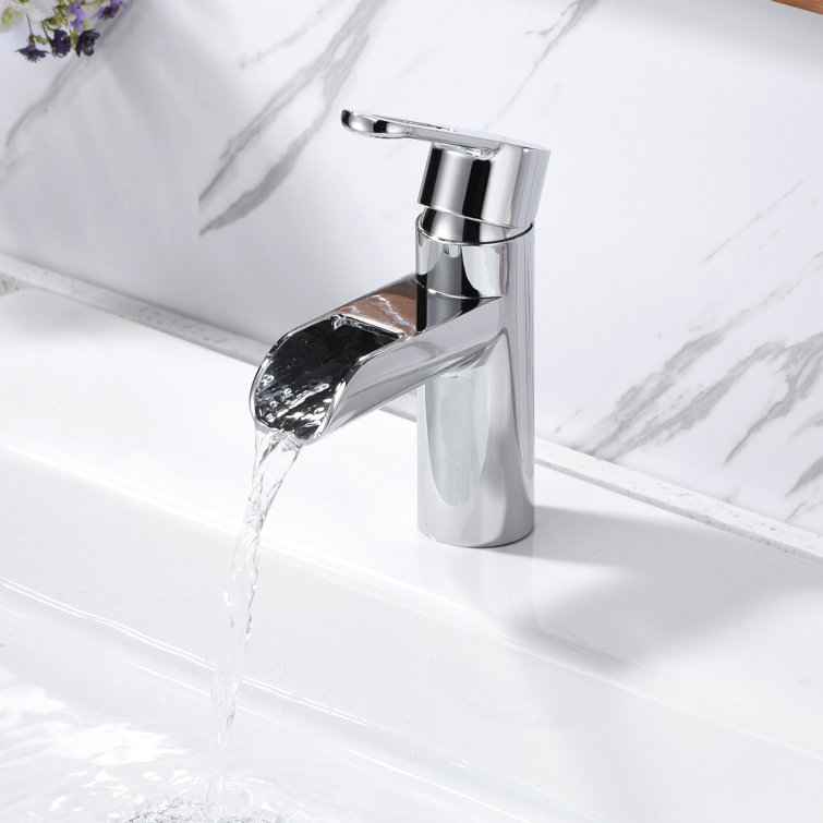 Polished Chrome Single Handle Waterfall Bathroom Faucet