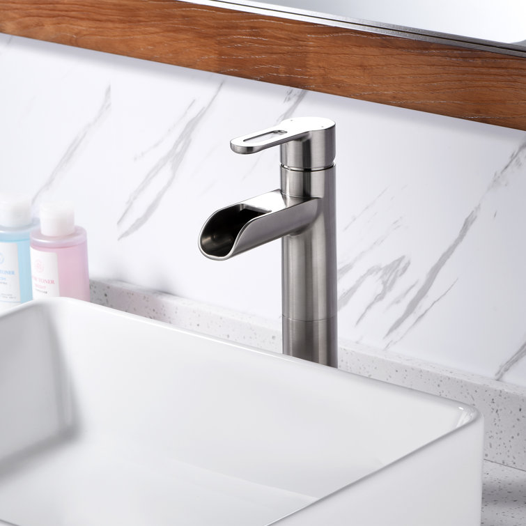 Brushed Nickel Single-Handle Vessel Sink Faucet with Drain Assembly