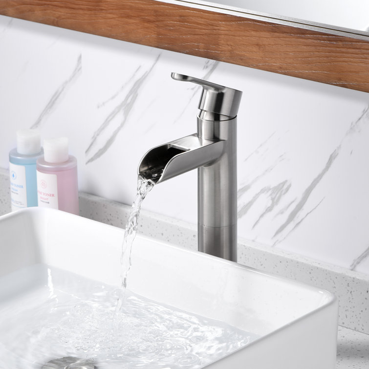 Brushed Nickel Single-Handle Vessel Sink Faucet with Drain Assembly