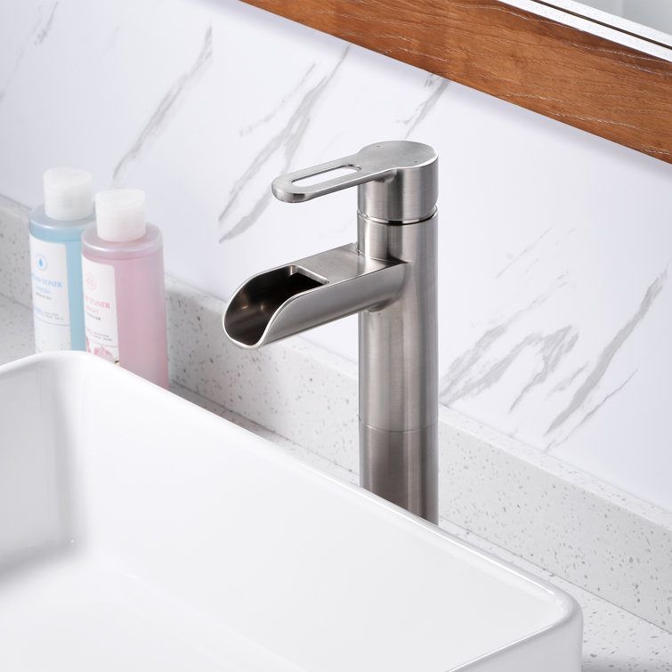 Brushed Nickel Single-Handle Vessel Sink Faucet with Drain Assembly
