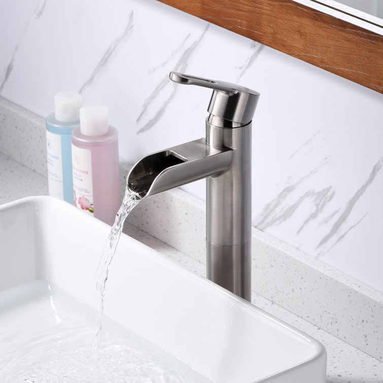Brushed Nickel Single-Handle Vessel Sink Faucet with Drain Assembly