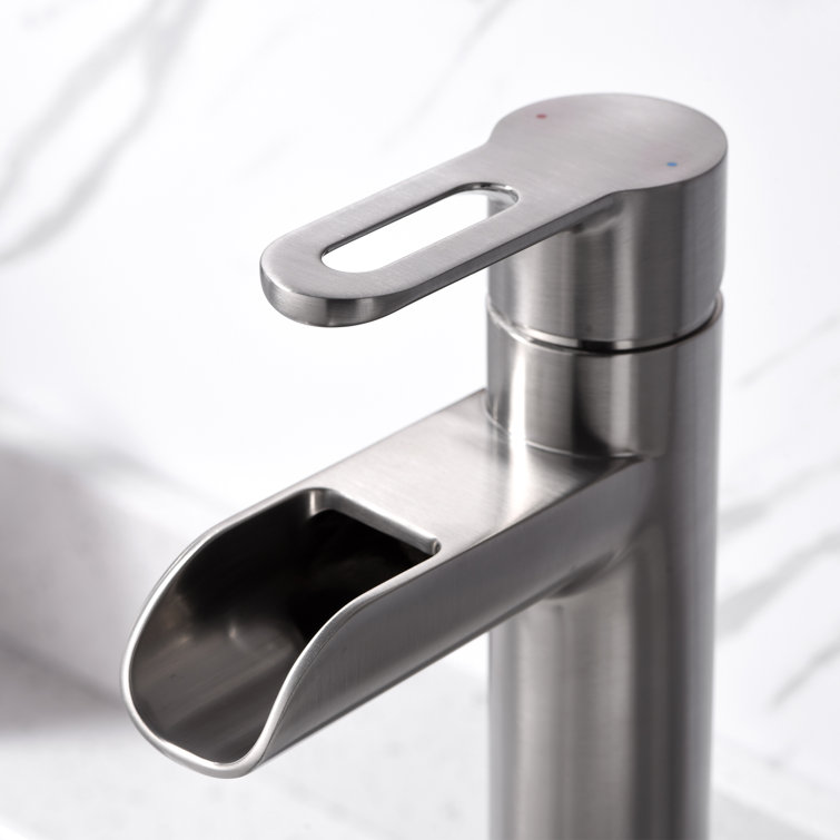 Brushed Nickel Single-Handle Vessel Sink Faucet with Drain Assembly