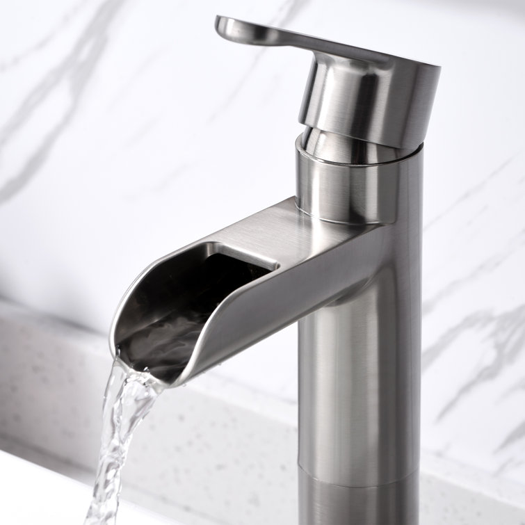 Brushed Nickel Single-Handle Vessel Sink Faucet with Drain Assembly