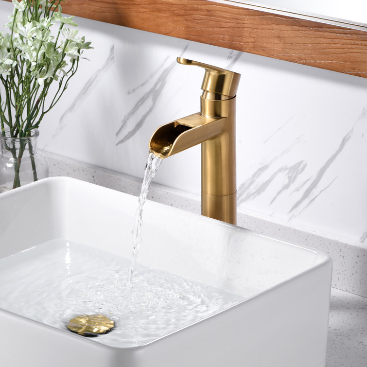 Brushed Gold Single-Handle Vessel Sink Bathroom Faucet