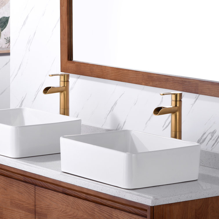 Brushed Gold Single-Handle Vessel Sink Bathroom Faucet
