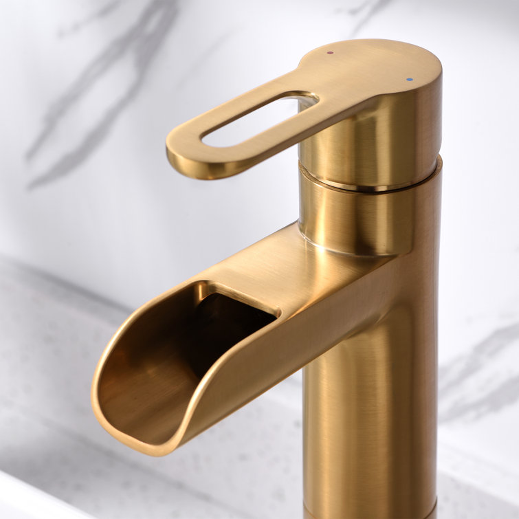Brushed Gold Single-Handle Vessel Sink Bathroom Faucet