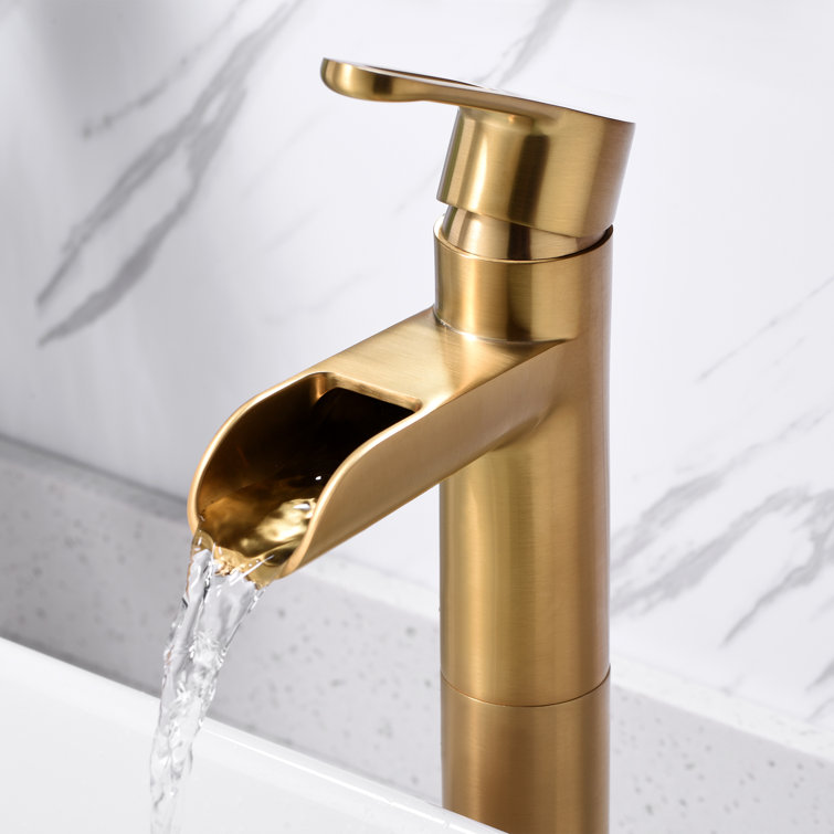 Brushed Gold Single-Handle Vessel Sink Bathroom Faucet