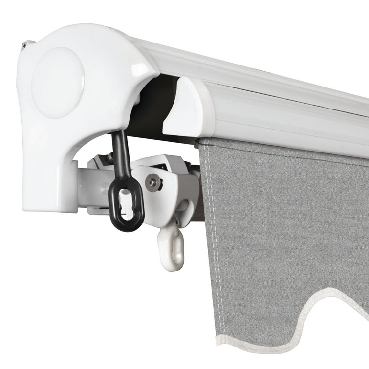 Heather Gray Motorized Retractable Patio Awning with Acrylic Fabric