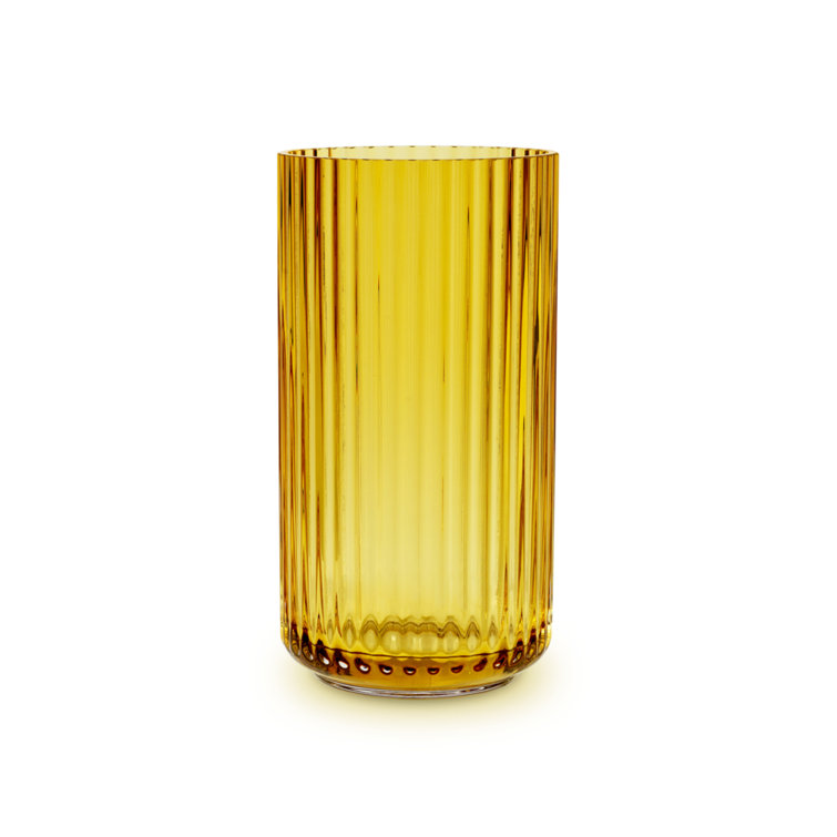 Amber Glass Ribbed 8.1" Table Vase