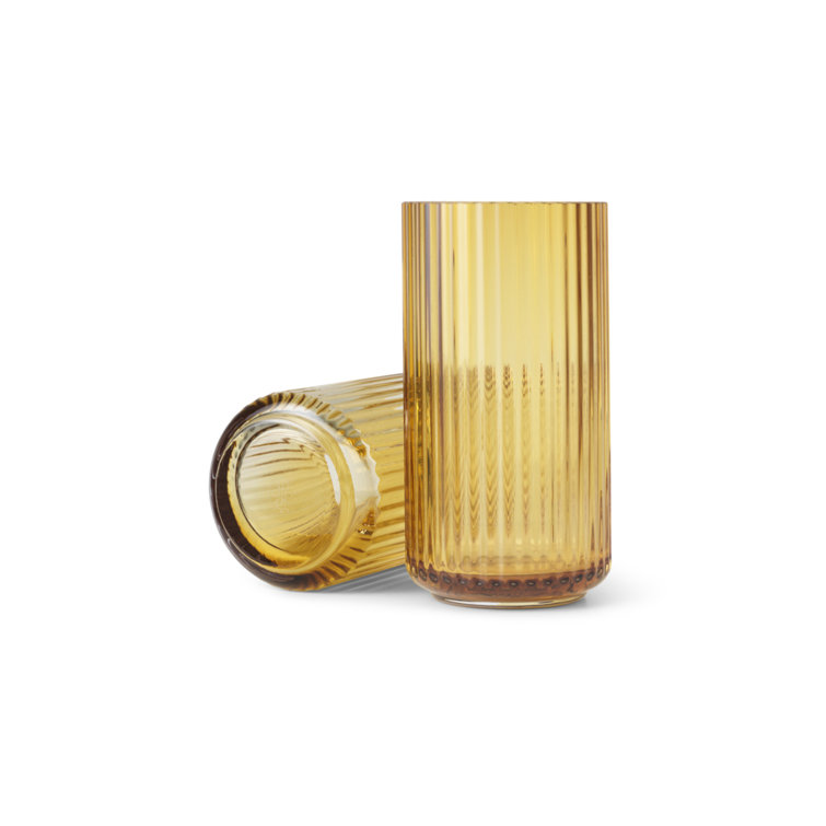 Amber Glass Ribbed 8.1" Table Vase