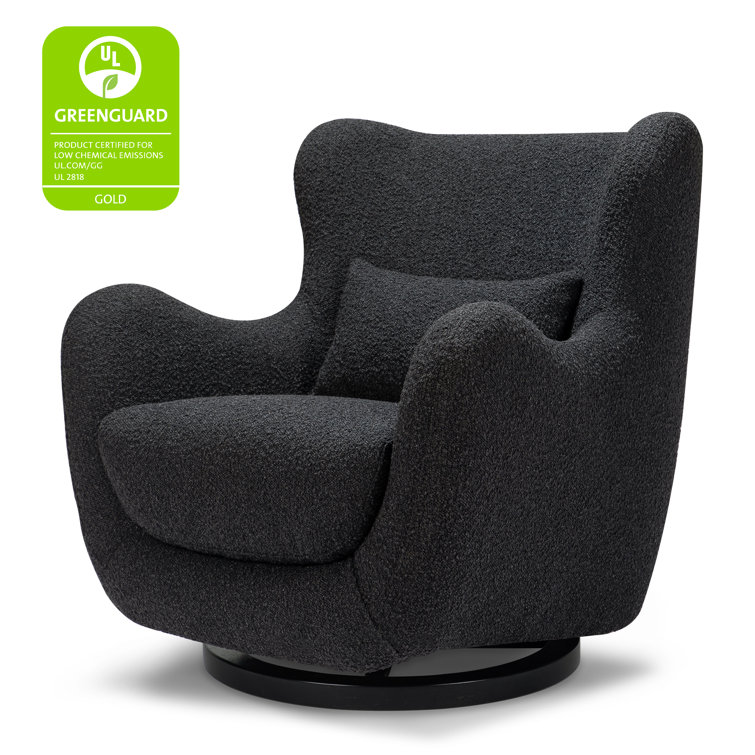 Solstice Swivel Glider in Black Boucle with Curved Back