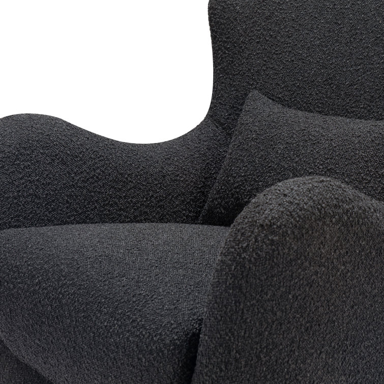 Solstice Swivel Glider in Black Boucle with Curved Back