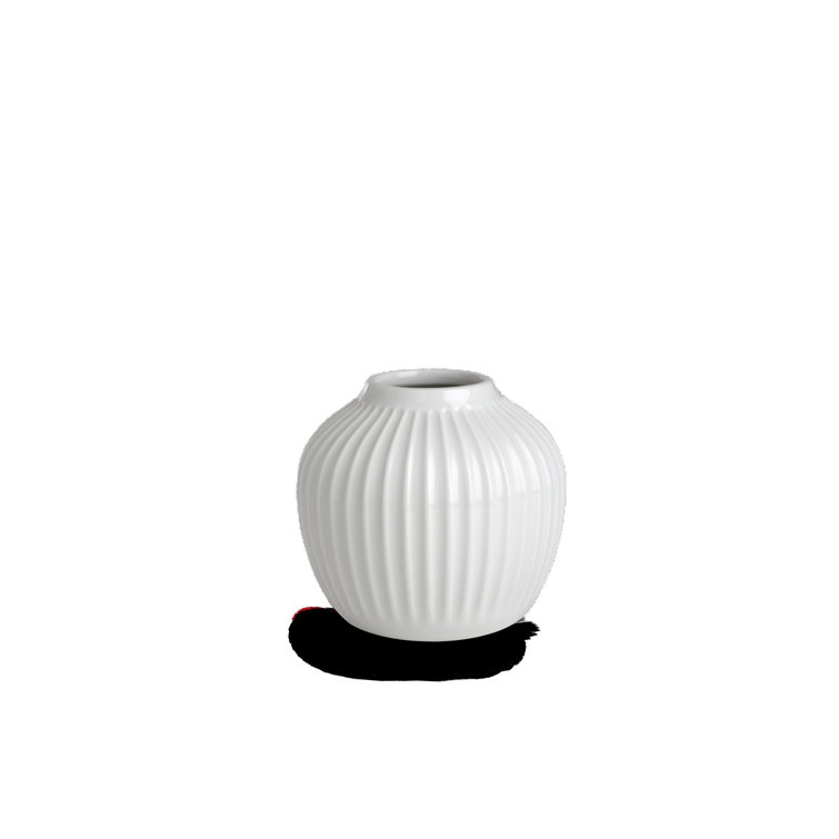 White Porcelain Grooved Round Table Vase