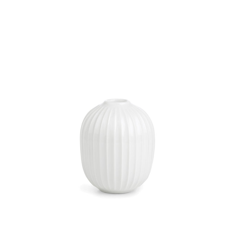 Hammershøi White Ceramic Ribbed Tabletop Candle Holder