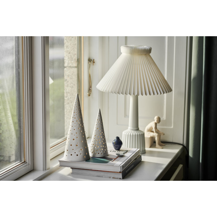 Snow White Ceramic Christmas Tree Tealight Holder, 11.8 Inches