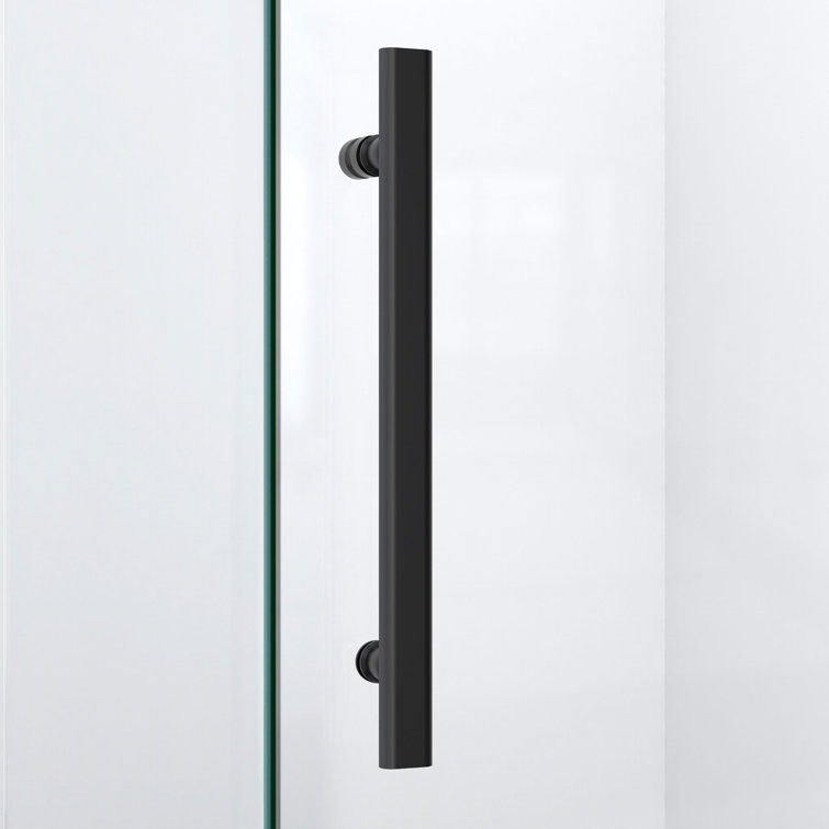 Quatra Plus Matte Black Frameless Hinged Shower Enclosure with Clear Glass