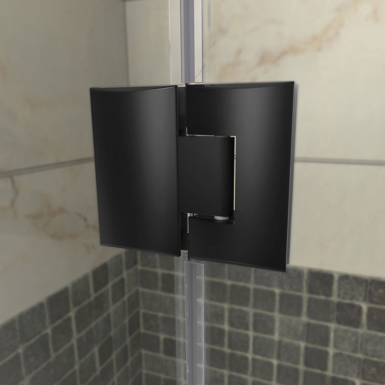 Quatra Plus Matte Black Frameless Hinged Shower Enclosure with Clear Glass