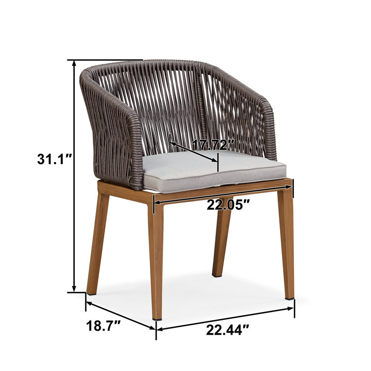 Gray Wicker Rattan Patio Dining Chairs with Cushions